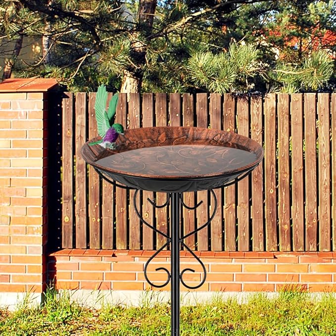 Metal Bird Bath for Outside,41 Inches Cast Iron Outdoor Bird Bath Bowl Birdbath & Standing Bird Feeder for Garden Yard Lawn Decor
