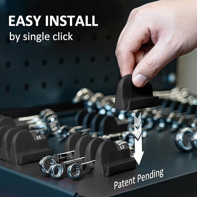 DEHOYI 80 pcs Modular Wrench Organizers for Tool Drawers - Wrench Rack with Metric & SAE Labels, Perfect Tool Storage Holder. Gift for father, brother and boyfriend (No Magnet, Black)