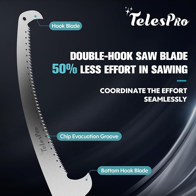 TelesPro Multi-Purpose Handheld Pruning Saw - 16-Inch Blade, Compatible with Standard US Acme Thread Poles (Pole Sold Separately), Ideal for Tree Trimming