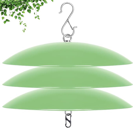 13" Bird Feeder Rain Guard, Hummingbird Feeder Shade Dome Cover, Hanging Baffle for Bird Feeder Pole,Smart Birds Feeder's Umbrella(Light Green), 3 Pack