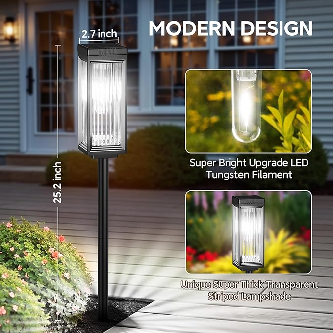 ELECLINK Solar Pathway Lights Outdoor, 6 Pack Upgraded Solar Lights Outdoor Waterproof, Bright Up to 15 Hrs Auto On/Off Garden Light for Yard Patio Lawn Path Walkway Driveway Outside Decor(Cool White)