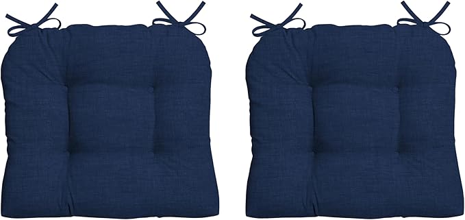 Arden Indoor/Outdoor Rocking Chair Or Wicker Chair Cushion, 2-Pack, 20 x 18, Water Repellent, Rain Proof, Fade Resistant Cushion for Rocking Or Rounded Back Chair Sapphire Blue Leala
