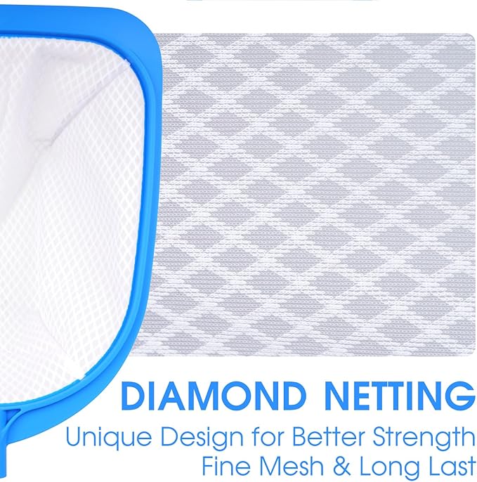 TidyMister 11'' Wide Hot Tub Skimmer for Spa, Handy Pool Skimmer Net with Ultra Fine Diamond Netting Mesh for Small Pools, Hanging Hole Easy to Store (35'' Long)