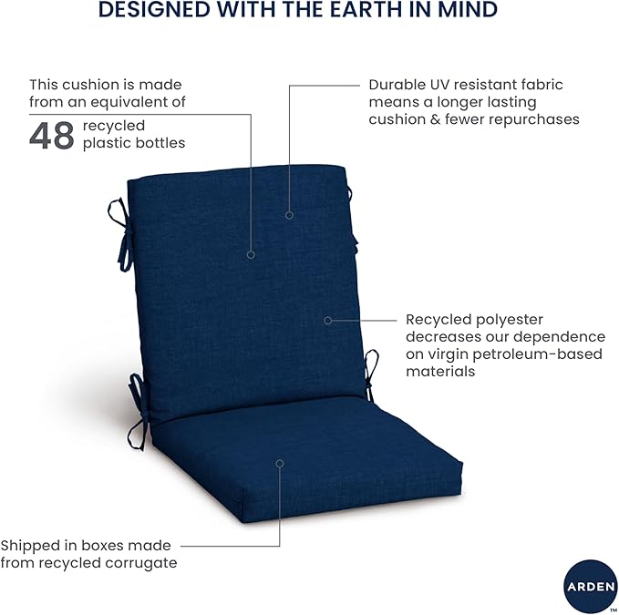 Arden Outdoor Midback Chair Cushion, 18 x 16.5, Aqua Leala