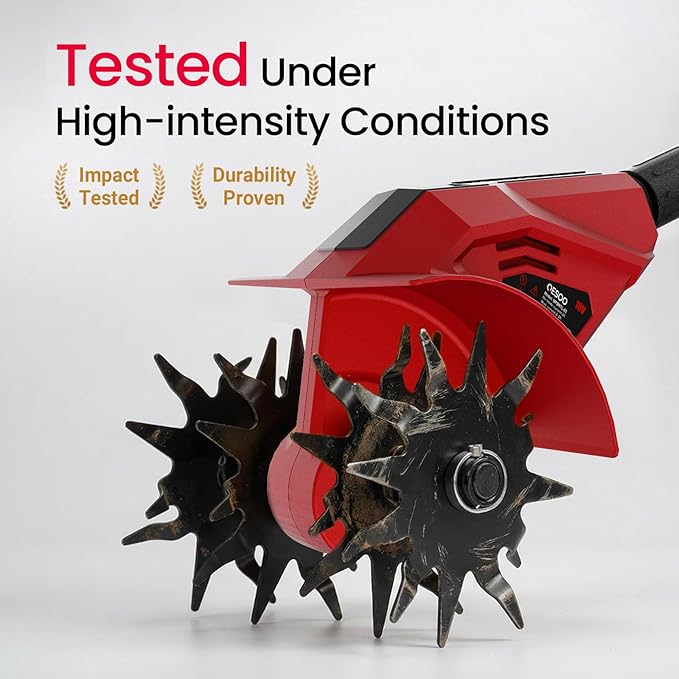 Brushless Tiller Cultivator Compatible with Milwaukee 18V Battery(Tool Only), 8.9In Tilling Width and 7.1In Depth Cordless Electric Garden Tiller, Battery Powered Rototiller for Lawn/Gardening