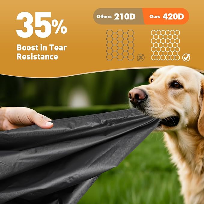 Patio V-Shaped Sectional Sofa Cover and Patio Table Cover Waterproof, 2PCS 420D Patio Furniture Covers, Fit 5-Seater Outdoor Sectional Furniture Couch and Tables, Triple Windproof and Anti-UV, Black
