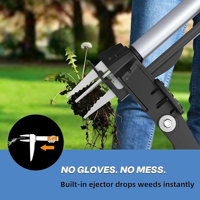 Stand Up Weed Puller Tool, Long Handle Garden Weeder with 4 Stainless Steel Claws, 39.3" Heavy Duty Weed Remover Tool for Lawn & Yard, Pull Weeds by Root Without Bending