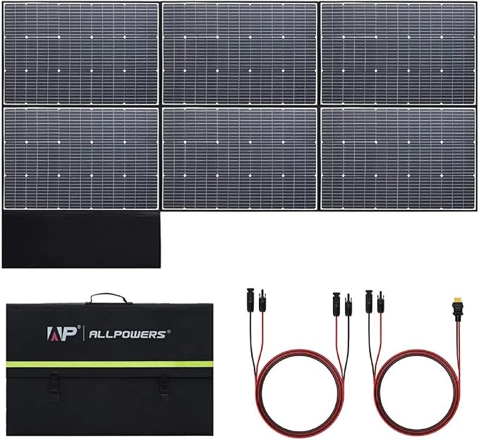 ALLPOWERS SP039 600W Portable Solar Panel, Foldable Solar Charger with 24% High Efficiency Monocrystalline Cells, IP67 Waterproof for Generator RV Camping Motorhome Off-Grid Power Backup