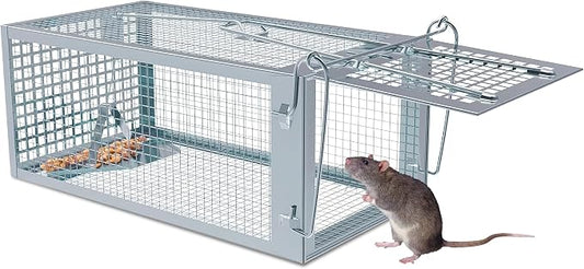 Humane Rat Traps, No Kill Small Animal Cage Trap, Live Mouse Trap Cage Catch and Release, Trampa para Ratones, Chipmunk Rodent Trap that Work for Indoor and Outdoor - 10.6" L x 5.5" W x 4.7" H