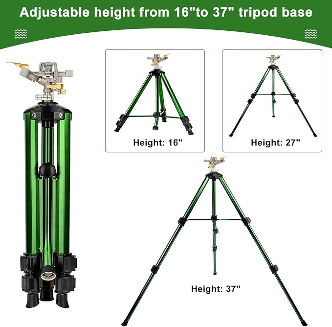 2 Packs Tripod Sprinkler and 1 Pack Sprinkler Head