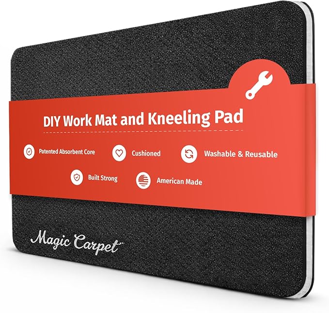 Magic Carpet® DIY Work Mat and Kneeling Pad (1-Pack) | 25″ × 38.75″ | Heavy-Duty Absorbent & Puncture-Resistant Pad for Garage, Crafts, & Gardening | Washable | Made in USA | Recycled Material