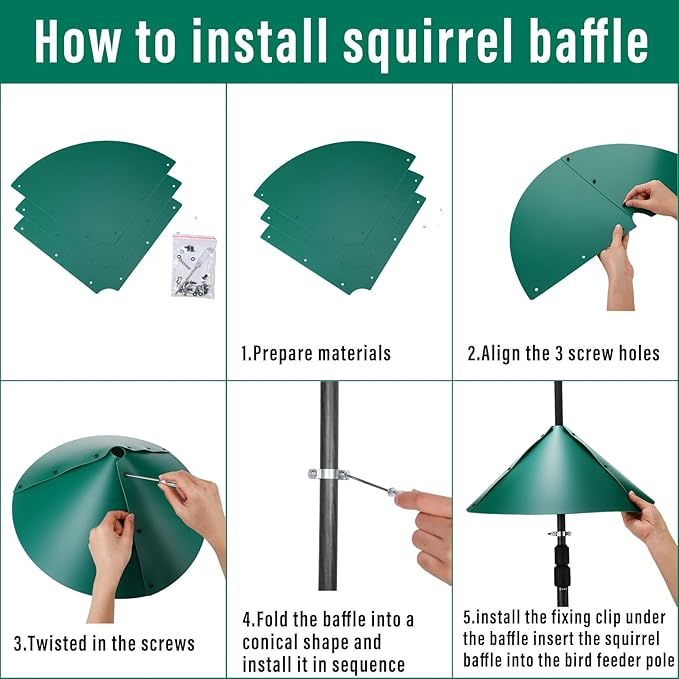 Domensi 4 Sets 18 Inches Squirrel Baffle for Bird Feeder Pole, Outside Pole Mount House Guard Bird Feeder Baffle for Shepherd's Hook, Preventing from Squirrels, Raccoons(Green)