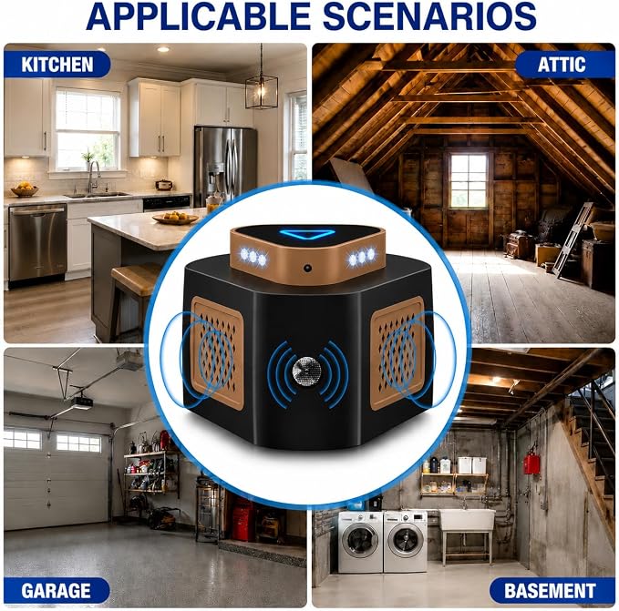Tirgo Mouse Repellent Ultrasonic Plug in, Ultrasonic Pest Repeller Indoor, 360° Ultrasonic Rodent Repeller with 4-Modes & LED Strobe Light for Home, Attic, Basement, Garage and Warehouse