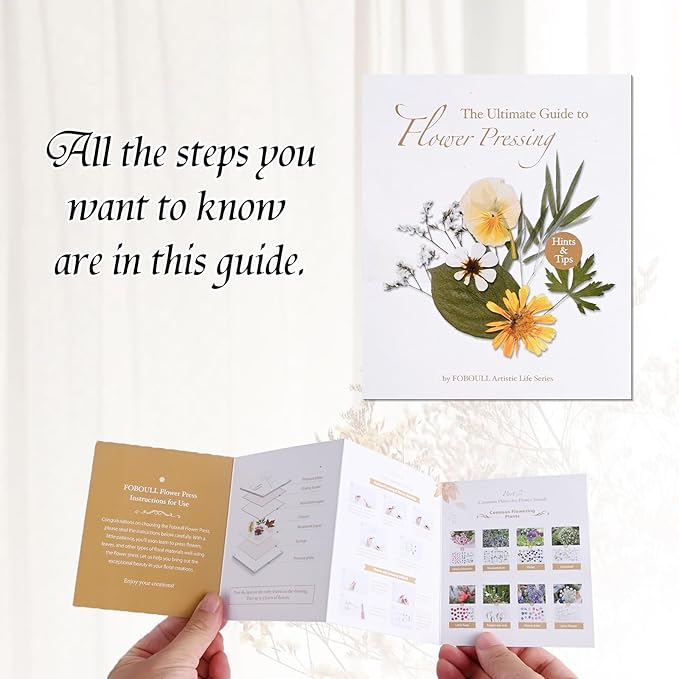 Foboull 10" x 10" Acrylic Flower Pressing Kit with Storage Bag and Detailed Instructions, Gift Flower Pressing Kit for Adults, DIY Plant Preservation
