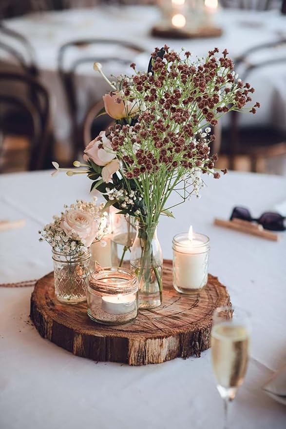 DILATATA Baby's Breath Artificial Flowers Bulk 10 Pack (30pcs) Faux Baby Breath Plastic Flower Fake Gypsophila Flower Arrangement for Crafts Fake Flowers Bouquet for Wedding Centerpieces Beige Brown