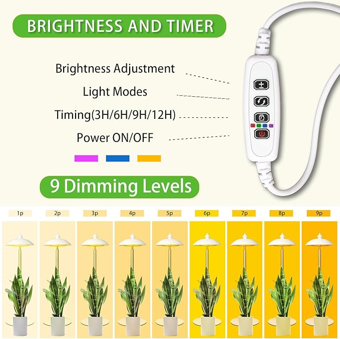 LED Floor Grow Lights for Indoor Plants, Corner Stand Full Spectrum Plant Growing Lamp, 10 Dimmable Levels Auto 3/6/9/12H Timer Grow Light, Height Adjustable for Large Tall Plants