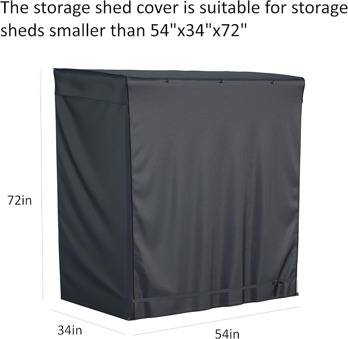 Outdoor Storage Shed Cover 54"x34"x72" - Waterproof UV-Resistant Dustproof Cabinet Cover for Suncast Sheds, Black (Cover Only)
