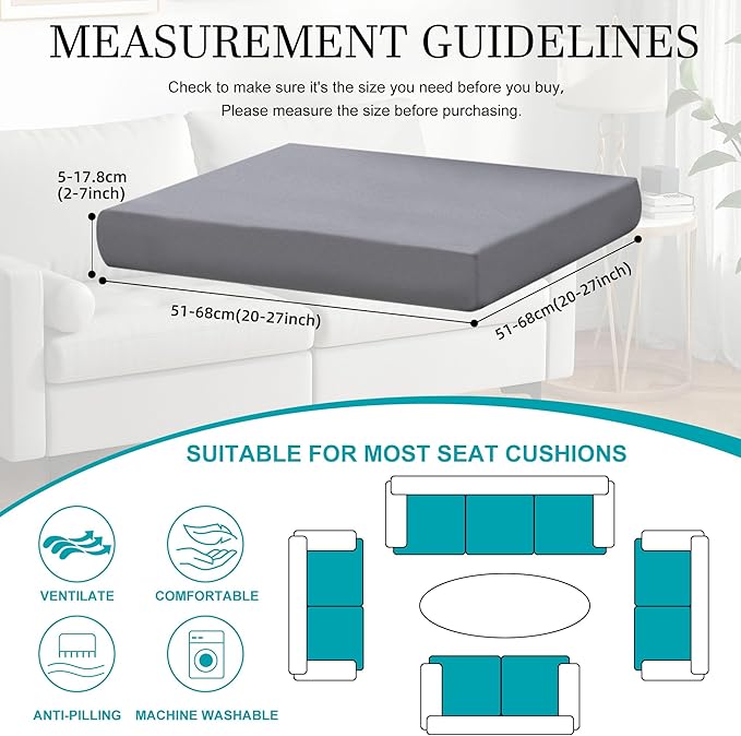 BIETYONE 12Pcs Stretch Patio Cushion Covers,Outdoor Couch Covers Replacement,Outdoor Couch & Sofa Slipcovers,for Patio Furniture Cushion Covers,Washable Reusable urniture Protector(Grey,Cover Only)