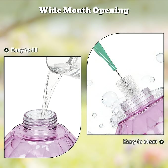 Auslar 26 Ounces Hummingbird Feeder, Purple Hummingbird Feeders for Outdoors Hanging, Ant Moat and 5 Flower Feeding Ports, Fade Proof, Rustproof, Leakproof, Netted Flower Bud Shape Bottle