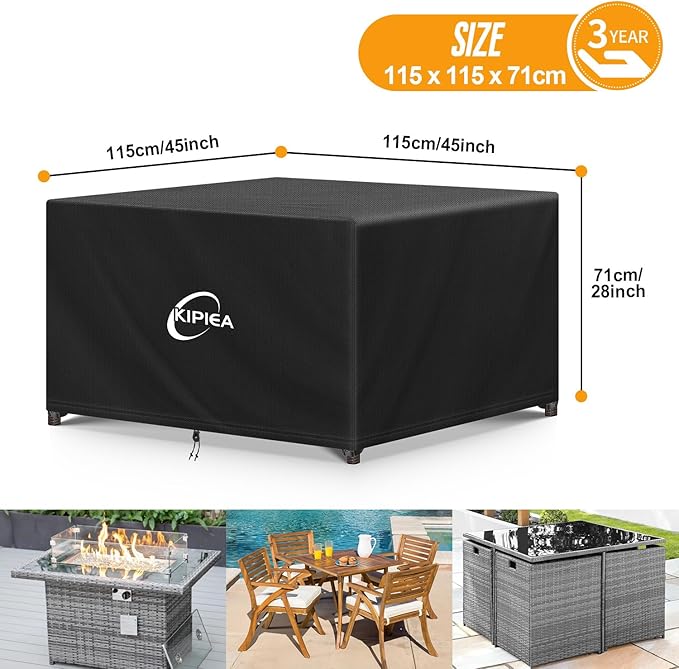 Kipiea Outdoor Furniture Covers Waterproof, 420D Heavy-Duty Patio Furniture Set Covers, No Tears Anti UV No Fading (45" L×45" W×28" H)
