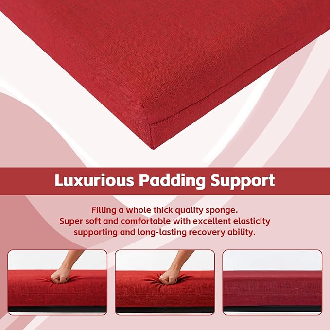 COZYVIDA Outdoor Chair Cushions Set of 4, 20"x20" Square Seat Pads with Tie Straps and YKK Zippers, 30D High-Density Foam, Water-Resistant Fabric,UV-Resistant 1000+ Hrs,Chili