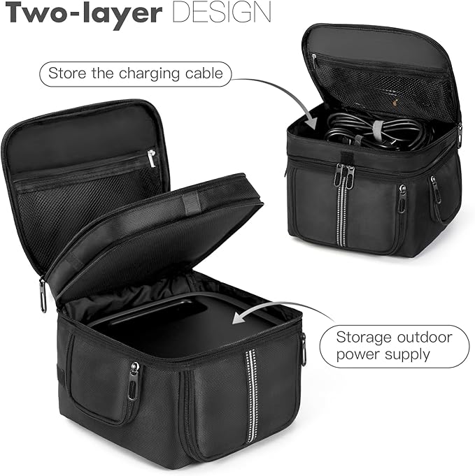 Carrying Case Compatible with ECOFLOW RIVER 3 Plus/RIVER 3, Portable Power Station Bag with Shoulder Strap, Protective Cover with Multiple Pockets & Quick Access for Generator Accessories