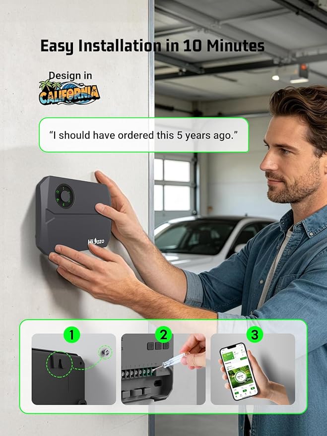 Smart Sprinkler Controller, 5G&2.4G Irrigation Timer Easy Use Free App, 4 Zone + 16 Plans, Save Water Auto Skip Rain, Freeze & Wind, 10 Minutes Install for Lawn Garden Yard