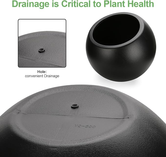 Large Round Planter,Planters for Indoor Plants & Outdoor,Durable Plastic Material Sphere Planter with Drainage Hole & Rubber Plug Weather Resistant,Plant Pot