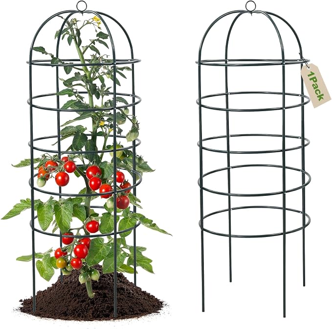 Trellis for Climbing Plants Outdoor, 75" Tall, 21" Dia, Heavy Duty Metal Garden Trellis Tower Potted Cages for Flowers Fruits Vegetable Cucumber Tomato Rose Clematis Pea Bean Raised Bed Trellises