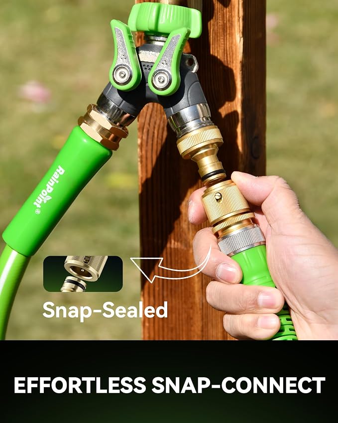 RainPoint Garden Hose Quick Connectors, Heavy Duty Solid Brass 3/4 Inch GHT, Universal Leak-Proof Fittings for Easy Water Hose Connection (6 Sets)