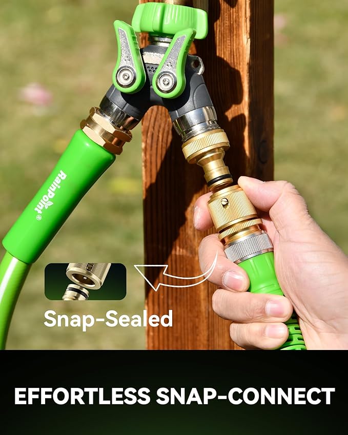 RainPoint Garden Hose Quick Connectors, Heavy Duty Solid Brass 3/4 Inch GHT, Universal Leak-Proof Fittings for Easy Water Hose Connection (4 Sets)