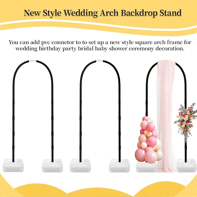 Balloon Arch Kit,Adjustable 8.2FT & 6FT Half Balloon Arch Stand with Base for Birthday Wedding Baby Shower Graduation Party Decorations(Black)