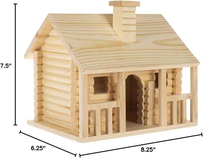 Hobby Lobby Woodpile Fun! Log Cabin Unfinished Wood Birdhouse | Paintable, Customizable, For Kids and Adults