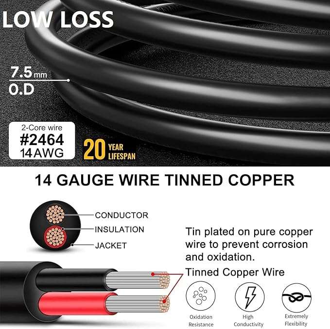 30Ft Jackery Extension Cable 14AWG 8mm Solar Panel Extension Cable 8mm DC Power Plug fit Jackery Explorer 1000/500/300/240/160,BLUETTI EB3A/EB70/EB70S/AC50S Portable Power Station Solar Generator