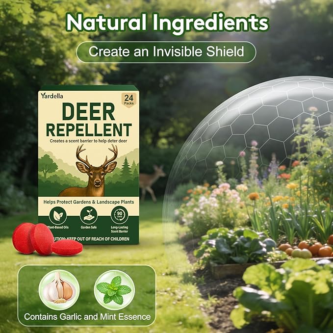 Powerful Deer Repellent Balls, Pest Repellent 24-Pack Deer Repellent for Garden & Outdoor Use, Natural Peppermint Oil Deer Deterrent to Keep Deer Away from Garden, Yard
