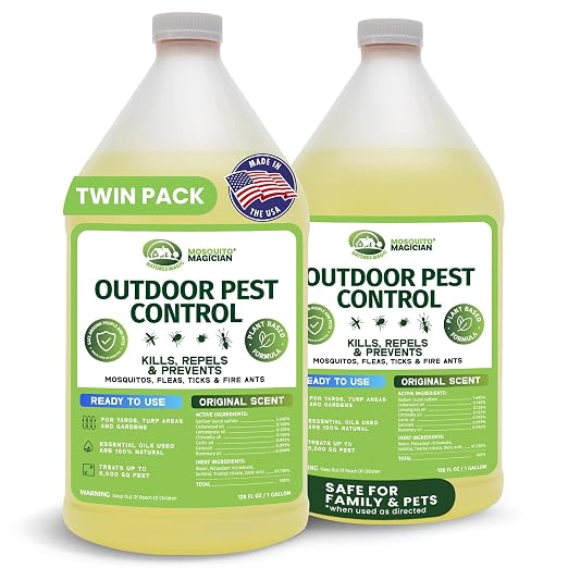 Mosquito Magician Ready-to-Use Mosquito Yard Spray 2 Gal (original scent) – Kills Mosquitoes, Fleas & Fire Ants, Repels & Prevents Ticks – Essential Oil Formula for Sprayers, Foggers & Misting Systems
