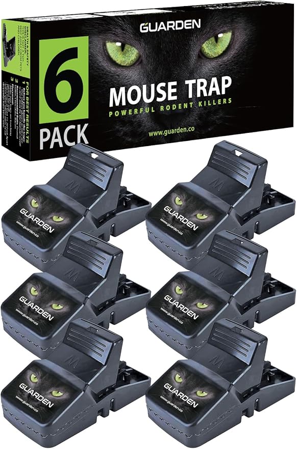 Mouse Traps Indoor Small Size (6 Pack) Catch Mice, and Voles Fast with These Simple to Bait, Safe to Set, Non Electric Rodent Trap for Home, Yard, and Barn (Six Mouse Traps)