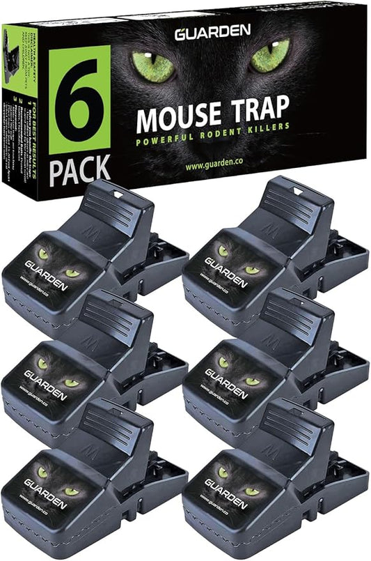 Mouse Traps Indoor Small Size (6 Pack) Catch Mice, and Voles Fast with These Simple to Bait, Safe to Set, Non Electric Rodent Trap for Home, Yard, and Barn (Six Mouse Traps)