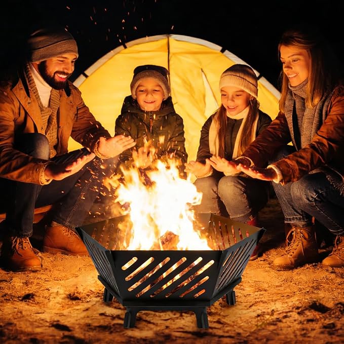 26-inch Outdoor Portable Wood-Burning Fire Pit with Carry Bag, Log Stove Fireplace for Camping, Backyard, Garden, Patio and Beach