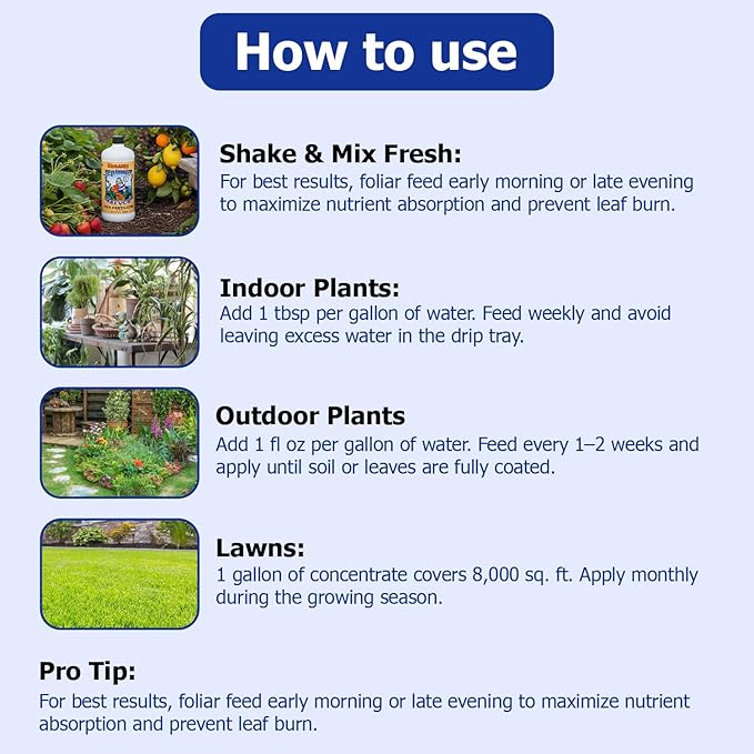 Neptune's Harvest Fish Fertilizer (2-4-1) - Organic Liquid Plant Fertilizer - Fish Hydrolysate for Vegetables, Flowers, Fruit, Trees, Grass - Indoor and Outdoor Plant Food (Quart)