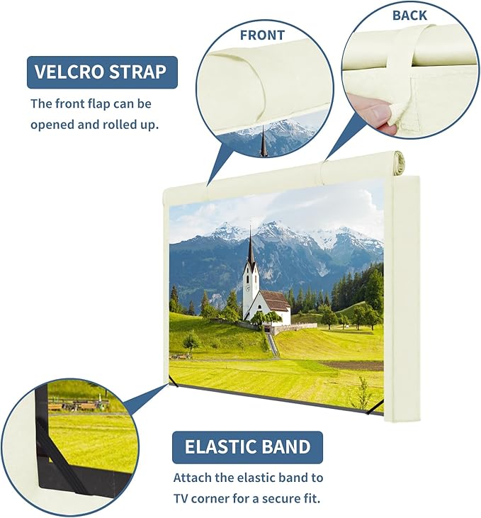 Easy-Going Outdoor TV Cover with Roll Up Front Flat - Waterproof & Weatherproof for 40-43 inch Flat Screen TV, Beige