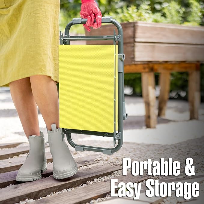 Jardineer Garden Kneeler and Seat Heavy Duty with Handles - 2-in-1 Padded Gardening Stool for Seniors, Ergonomic Foldable Gardening Gifts for Women Men Mom