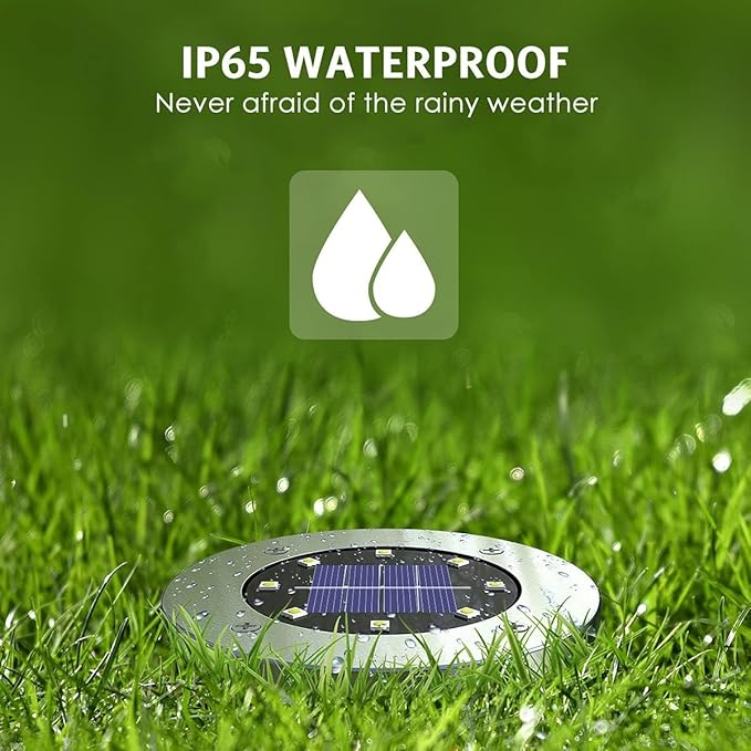 OULONGER Solar Ground Lights 16Pack, Garden Solar Outdoor Waterproof Pathway Bright In-Ground Lights Outdoor Lighting Decor for Lawn, Patio, Yard, Driveway,Walkway Warm Light