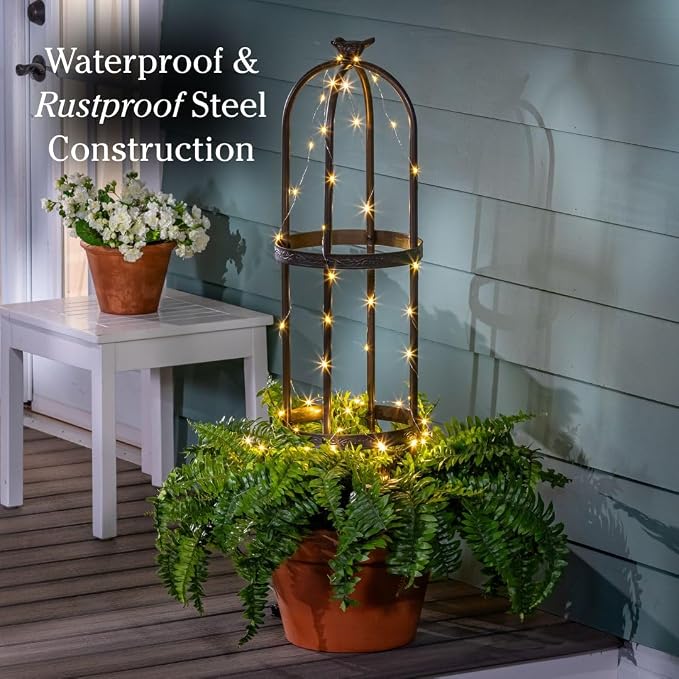 Evergreen 7 ft Garden Trellis for Climbing Plants Outdoor Metal Garden Obelisk, Indoor Plant Trellis for Potted Plants & Heavy Vines Support, Bronze