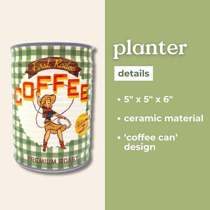 ban.do Ceramic Planter with Drainage Hole, Coffee Can | Vintage Inspired Plant Pot, Decorative Vase or Kitchen Utensil Holder, Cute Decor for Home, Kitchen, and Apartment