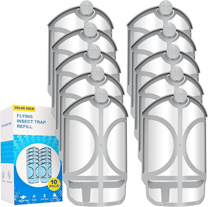 10 Pack Flying Trap Refills Compatible with zzevo Flying Insect Trap Refill, Insect Replacement Kit for M364 M364A and Max Fully Compatible Size (16 Pcs Refill)