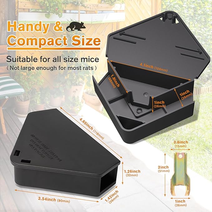 Mouse Station with Keys Black 32 Pack, Key Required Mouse Stations, Mice Stations, Keeps Children and Pets Safe Indoor & Outdoor