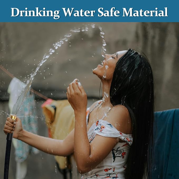 Garden Hose 75 ft, Made of TPE (BetterThan PVC/Hybrid Polymer), Lightweight yet Durable Water Hose with Ergonomic Grip, Drinking Water Safe Material, All-Weather, 3/4" GHT Fittings