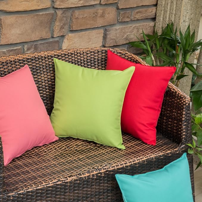 MIULEE Pack of 2 Decorative Outdoor Waterproof Pillow Covers Square Garden Cushion Sham Christmas Throw Pillowcase Shell for Spring Patio Tent Couch 16x16 Inch Red