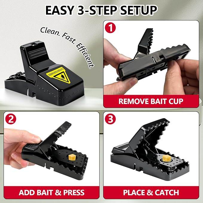 USKICH 8 Pack Mouse Traps Indoor for Home, Mouse Trap for House Indoor Kill, Reusable Mice Traps, Small Rat Traps for Home, Quick-Set Effective Mousetraps for Family